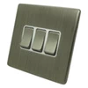 3 Gang 10 Amp 2 Way Light Switches : White Trim - Single Plate Contemporary Screwless Brushed Nickel Light Switch