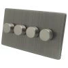 4 Gang 2 Way Push Switches Contemporary Screwless Brushed Nickel Push Light Switch