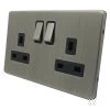 Contemporary Screwless Brushed Nickel Switched Plug Socket - 3
