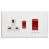 45 Amp Double Pole Switch with 13 Amp Socket - White Trim