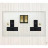 2 Gang 13 Amp Switched Plug Socket : Black Insert