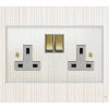 2 Gang 13 Amp Switched Plug Socket : White Insert