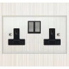 2 Gang 13 Amp Switched Plug Socket : Black Insert