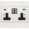 Single 13 Amp Socket with USB A Charging Port - Black Trim