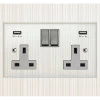 Double 13 Amp Socket with 2 USB A Charging Ports - White Trim