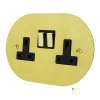 2 Gang - Double socket with on | off switches : Black Trim