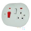 Double Plate - Used for cooker circuit. Switches both live and neutral poles also has a single 13AMP socket with switch : White Trim