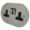 2 Gang - Double socket with on | off switches : Black Trim