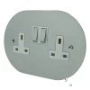 2 Gang - Double socket with on | off switches : White Trim