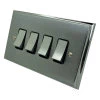 4 Gang 2 Way 10 Amp Switches - Black Trim