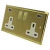 Double 13 Amp Socket with 2 USB A Charging Ports - White Trim