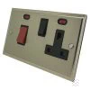 45 Amp Double Pole Switch with 13 Amp Socket - Black Trim