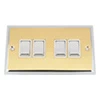 4 Gang 2 Way Light Switch - Quadruple light switch will work on one way or two way circuits : White Trim