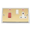 Double Plate - Used for cooker circuit. Switches both live and neutral poles also has a single 13AMP socket with switch : White Trim
