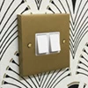 Edwardian Classic Satin Brass Intermediate Switch and Light Switch Combination - 1