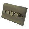 Edwardian Elite Antique Brass Push Intermediate Switch and Push Light Switch Combination - 4