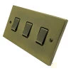 3 Gang 2 Way 10 Amp Switches - Double Plate - Black Trim