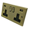 Double 13 Amp Socket with 2 USB A Charging Ports - Black Trim