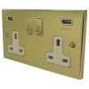 Double 13 Amp Socket with 2 USB A Charging Ports - White Trim