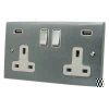 Double 13 Amp Socket with 2 USB A Charging Ports - White Trim