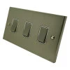 3 Gang 2 Way 10 Amp Switches - Double Plate - White Trim