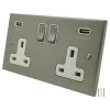 Double 13 Amp Socket with 2 USB A Charging Ports - White Trim