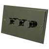 3 Gang 2 Way Push Switches - Black Nickel