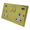 Double 13 Amp Socket with 2 USB A Charging Ports - White Trim