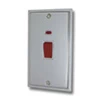 Double Plate - 1 Gang - Used for shower and cooker circuits. Switches both live and neutral poles : White Trim
