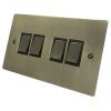 4 Gang 2 Way 10 Amp Switches - Black Trim