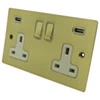 Double 13 Amp Socket with 2 USB A Charging Ports - White Trim