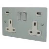 Double 13 Amp Socket with 2 USB A Charging Ports - White Trim