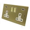 Double 13 Amp Socket with 2 USB A Charging Ports - White Trim