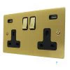 Double 13 Amp Socket with 2 USB A Charging Ports - Black Trim