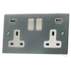 Double 13 Amp Socket with 2 USB A Charging Ports - White Trim