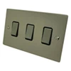 3 Gang 2 Way 10 Amp Switches - Black Trim - Double Plate