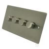 4 Gang 100W 2 Way LED (Trailing Edge) Dimmer (Min Load 1W, Max Load 100W) Elite Flat Satin Nickel LED Dimmer