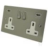 Double 13 Amp Socket with 2 USB A Charging Ports - White Trim