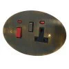 Double Plate - Used for cooker circuit. Switches both live and neutral poles also has a single 13AMP socket with switch : Black Trim