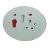 Double Plate - Used for cooker circuit. Switches both live and neutral poles also has a single 13AMP socket with switch : White Trim