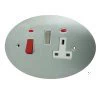 Double Plate - Used for cooker circuit. Switches both live and neutral poles also has a single 13AMP socket with switch : White Trim