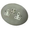 2 Gang - Double socket with on | off switches : White Trim