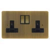 2 Gang 13 Amp Plug Socket: Black Insert