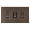 3 Gang 20 Amp 2 Way Switch: Black Insert