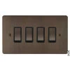 4 Gang 20 Amp 2 Way Switch: Black Insert