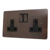 2 Gang 13 Amp Plug Socket: Black Insert