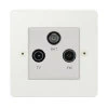 TV Aerial Socket, Satellite F Connector (SKY) and FM Aerial Socket combined on one plate - White Trim