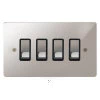 4 Gang 20 Amp 2 Way Switch: Black Insert