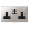 2 Gang 13 Amp Plug Socket: Black Insert