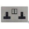 2 Gang 13 Amp Plug Socket: Black Insert